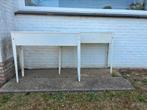 2 metalen plantenbakken wit, Tuin en Terras, Bloembakken en Plantenbakken, Ophalen, Gebruikt, 100 cm of meer, Tuin