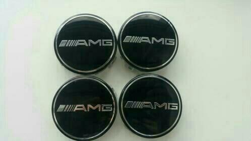 Mercedes Benz Amg naafdoppen dia 75 mm zwart/zilver, Auto diversen, Wieldoppen, Nieuw, Ophalen of Verzenden