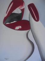 olieschilderij verleiding (60x80 cm), Antiek en Kunst, Ophalen of Verzenden