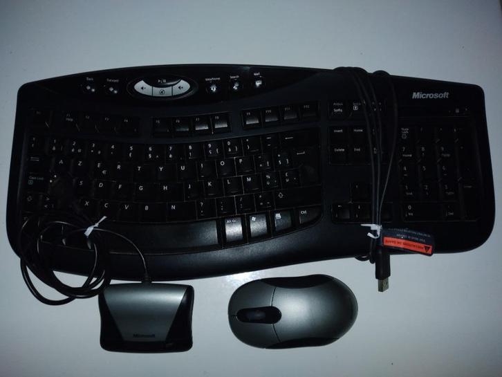 Microsoft-toetsenbord + muis, Computers en Software, Toetsenborden, Gebruikt, Azerty, Draadloos, Ergonomisch, Toetsenbord en muis-set