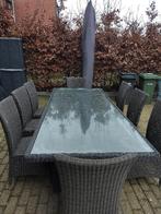 tuintafel + 8 stoelen, Tuin en Terras, Tuintafels, Ophalen, Gebruikt, Rechthoekig, Overige materialen