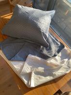 classic white & jade/slate blue textured pillowcases (6), Ophalen, Eenpersoons, Blauw, Hoeslaken of Sloop