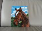 cadre peinture d'un museau du cheval, vintage, Antiquités & Art, Enlèvement ou Envoi
