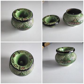 Oude Marokkaanse asbak in SAFI geëmailleerd terracotta. beschikbaar voor biedingen