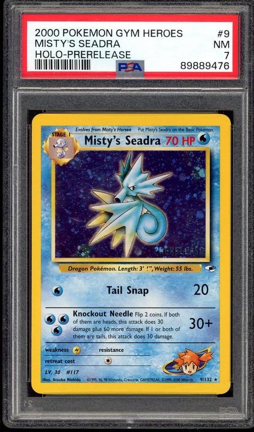 Misty's Seadra Holo [PreRelease] PSA 7 - 9/132 - Gym Heroes, Hobby & Loisirs créatifs, Jeux de cartes à collectionner | Pokémon