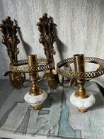 Messing muurlampen met glazen voet, Antiek en Kunst, Ophalen