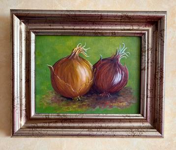 Uien. Olieverf schilderij. V. Daele I. beschikbaar voor biedingen