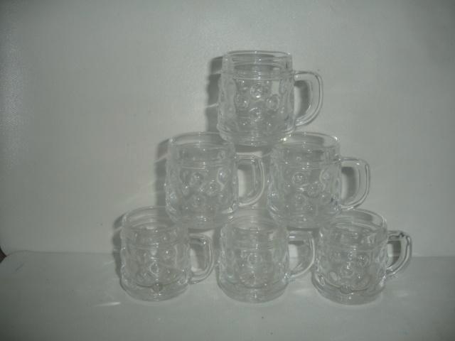 6 Schnappes glaasjes met oor voor € 3,00, Verzamelen, Glas en Drinkglazen, Zo goed als nieuw, Borrel- of Shotglas, Ophalen of Verzenden