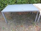 tafel tuintafel aluminiumonderstel met glazen tafelblad mat, Ophalen, Gebruikt, Rechthoekig, Aluminium