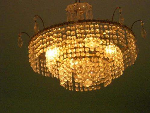 1968: een kristallen kroonluchter en 4 LED's, Huis en Inrichting, Lampen | Kroonluchters, Zo goed als nieuw, Glas, Metaal, Ophalen