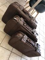 Oude vintage lederen valiezen 3 stuks, Handtassen en Accessoires, Koffers, Ophalen, Gebruikt, Leer