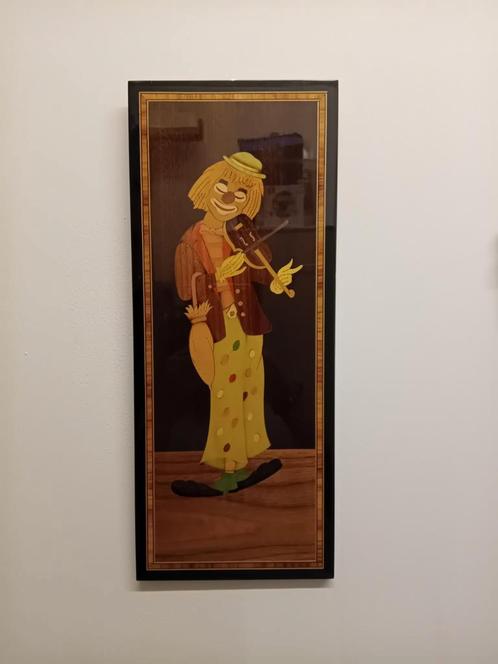 Retro kadertje met clown., Antiek en Kunst, Kunst | Schilderijen | Abstract, Ophalen