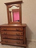 Klassieke houten ladekast met spiegel – nette staat, Ophalen, Zo goed als nieuw