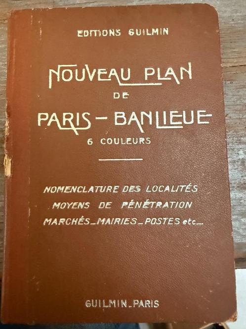 Nieuwe kaart van de buitenwijken van Parijs, 1929, 6 kleuren, Antiek en Kunst, Curiosa en Brocante, Ophalen