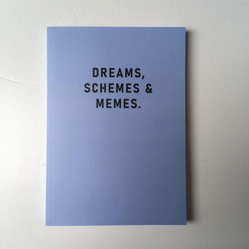 notitieboek blauw A5 gelijnd 'Dreams, schemes & memes', Diversen, Notitieboeken, Nieuw, A5, Ophalen of Verzenden