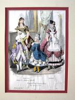 Prent 1869 Journal des Demoiselles handgekleurd Louis XV, Antiek en Kunst, Ophalen of Verzenden
