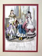 Prent 1869 Journal des Demoiselles handgekleurd Louis XV, Ophalen of Verzenden