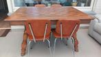 Antieke eettafel + 4 stoelen, Ophalen of Verzenden, Zo goed als nieuw, Eettafel