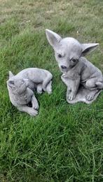 Tuinbeeld kat & hond, Tuin en Terras, Tuinbeelden, Ophalen, Zo goed als nieuw, Steen