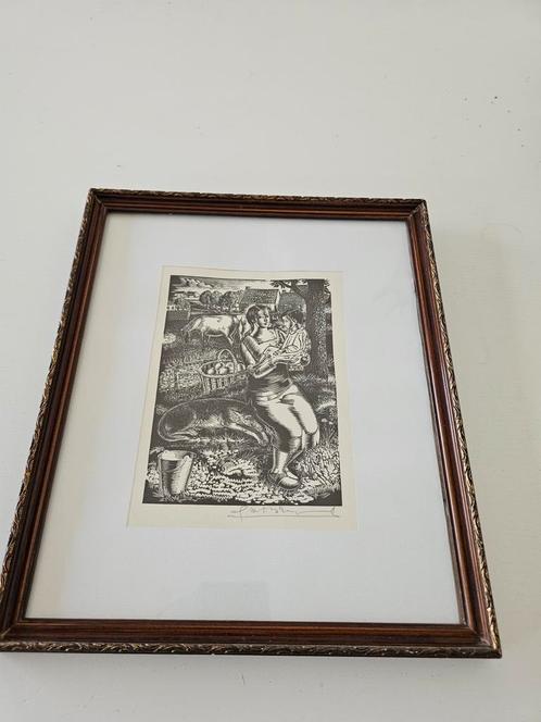 Gustaaf de bruyne gravure, Antiek en Kunst, Kunst | Etsen en Gravures, Ophalen of Verzenden