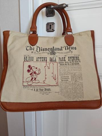 Prachtige vintage Donaldson handtas leder & linnen print The beschikbaar voor biedingen