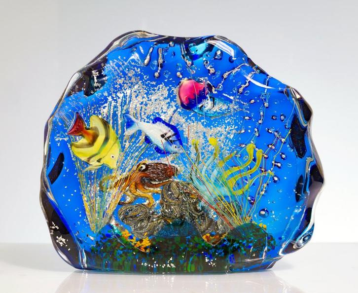 Diego Costantini - Murano - Aquarium – Glas Uniek stuk, Antiek en Kunst, Kunst | Overige Kunst, Ophalen