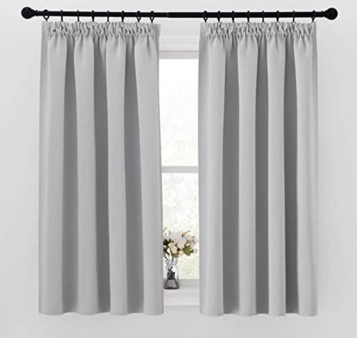 Verduisterings gordijnen plooiband zilver grijs 140 x 145 cm, Doe-het-zelf en Bouw, Raamkozijnen en Schuifdeuren, Nieuw, Ophalen of Verzenden