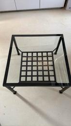 Salontafel metaal en glas 68x68cm x 45cm hoog, Ophalen, Zo goed als nieuw, Glas
