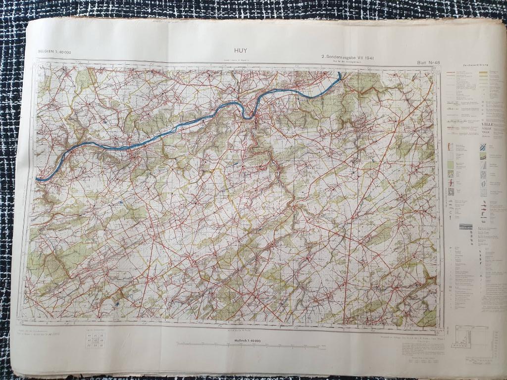 Carte militaire état major armée allemande 1941- HUY n48, Collections, Objets militaires | Seconde Guerre mondiale, Armée de terre