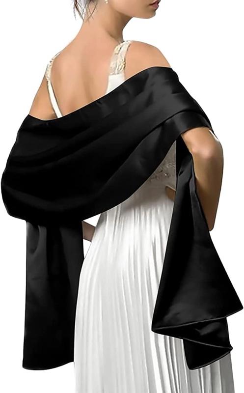 zwarte stola - stola satijn, Kleding | Dames, Mutsen, Sjaals en Handschoenen, Nieuw, Sjaal, Ophalen of Verzenden