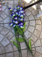 7 Fluo/fel donkerpaarse lange kunstbloemen, Ophalen of Verzenden, Gebruikt, Binnen