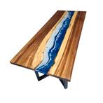Rivier Tafel - 200x80cm - Epoxy en Notenhout - Zee en strand, Envoi, Neuf