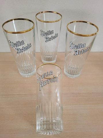 4 glazen stella artois bierglas gouden rand boerke 25cl glas