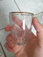 Zes Glas Gouden Rand Bloem Ets, Enlèvement, Utilisé, Verres et Verres à shot