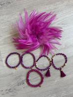 Set: Broche speld en 5 armbandjes fuchsia, Ophalen of Verzenden, Nieuw, Roze, Overige materialen