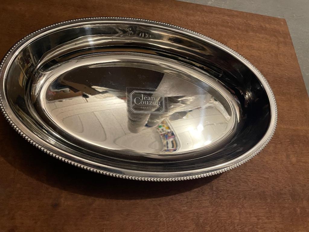 Plat De Présentation Ovale Inox Vintage - Années 70 - 40 X 27,5 Cm - Occasion