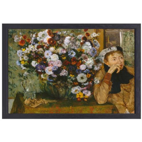 Une femme assise à côté d'un vase de fleurs - Edgar Degas c, Antiquités & Art, Art | Peinture | Classique, Envoi