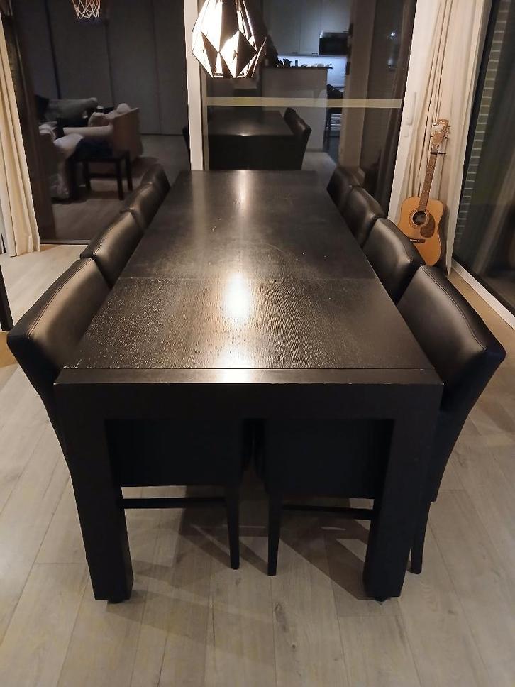 Stevige zwarte eettafel uitschuifbaar tot 320cm, Maison & Meubles, Tables | Tables à manger, Utilisé, 50 à 100 cm, 200 cm ou plus