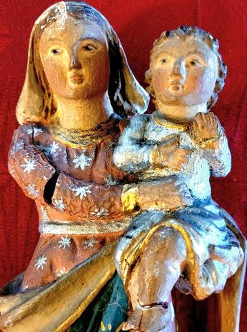Vierge à l'enfant, poupée de Malines en bois