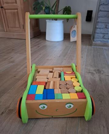 Houten loopwagentje met blokken! beschikbaar voor biedingen