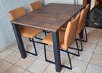 (keuken)tafel met 4 stoelen, Huis en Inrichting, Complete eetkamers, Ophalen, Zo goed als nieuw