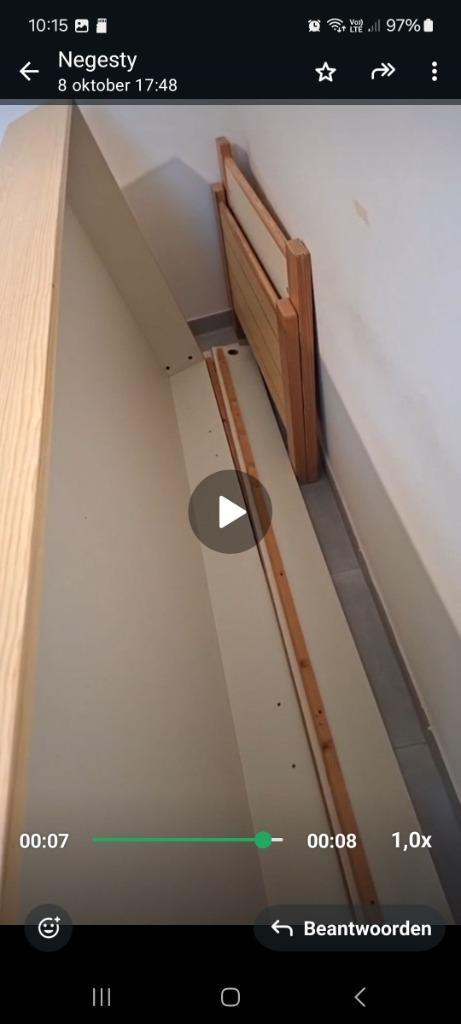 single bed + onderbed, Huis en Inrichting, Slaapkamer | Bedden, Gebruikt, Eenpersoons, 90 cm, 190 cm of minder, Hout, Beige, Ophalen