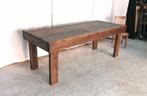 Grote tuin-tafel uit recuperatie eik gemaakt L 220 B 91, Ophalen, Gebruikt, Rechthoekig, Hout