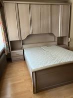 Bed met bovenbouw, Huis en Inrichting, Ophalen, Gebruikt, Beige, Tweepersoons