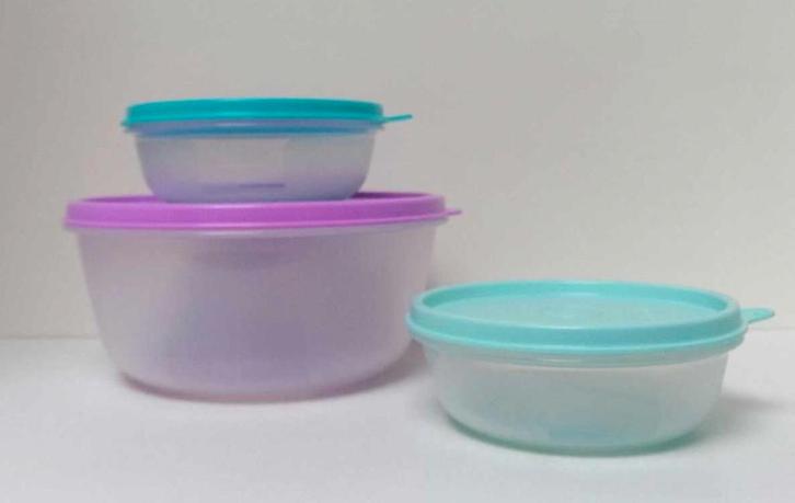 Tupperware™ « Kleine Set Ruimtekommetje » pastel, Huis en Inrichting, Keuken | Tupperware, Nieuw, Bak of Kom, Blauw, Wit, Paars