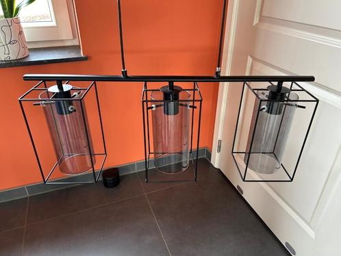 Zwarte Hanglamp met 3 lichtpunten (EGLO: Loncino)), Huis en Inrichting, Lampen | Hanglampen, Zo goed als nieuw, 75 cm of meer