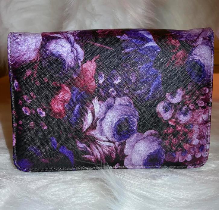 Paars Bloemen Mini Tas/Portemonnee, Handtassen en Accessoires, Portemonnees, Zo goed als nieuw, Overige merken, Paars, Verzenden