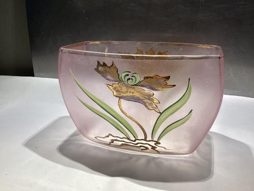 Kleine jardiniere in glas en email Art Nouveau. 247/Ea., Antiek en Kunst, Antiek | Glaswerk en Kristal, Ophalen