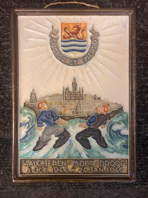 Porceleyne Fles - Oorlog en verzet serie. Walcheren., Antiek en Kunst, Antiek | Wandborden en Tegels, Ophalen of Verzenden