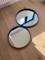 2 spiegels zwart metaal, Huis en Inrichting, Woonaccessoires | Spiegels, Minder dan 100 cm, Minder dan 50 cm, Rond, Gebruikt